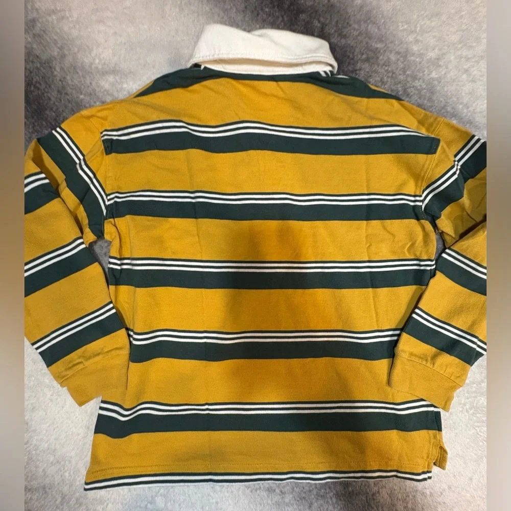 (A3) NWOT Gap Boys Striped Rugby Shirt XL Husky Yellow Green Long Sleeve Polo‎